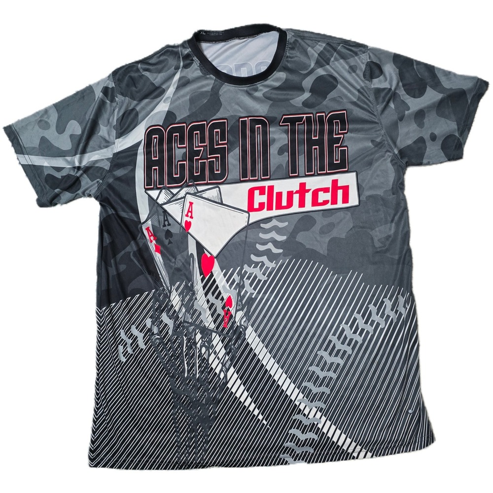 Aces in the Clutch Number 10 T-Shirt XL Camo‎ Poker Card Graphic Top(J)